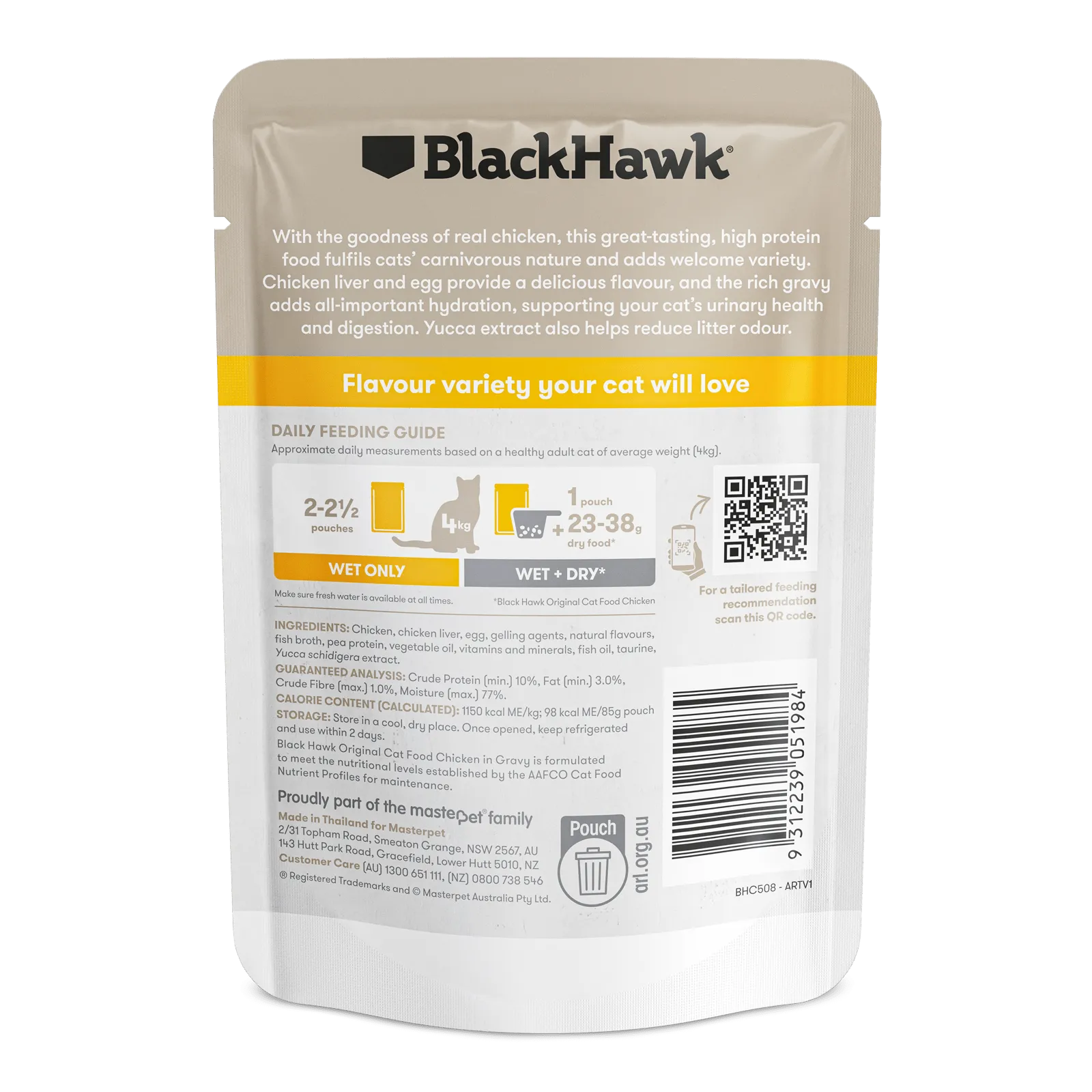 Black Hawk Original Cat Food Pouch Adult Chicken in Gravy