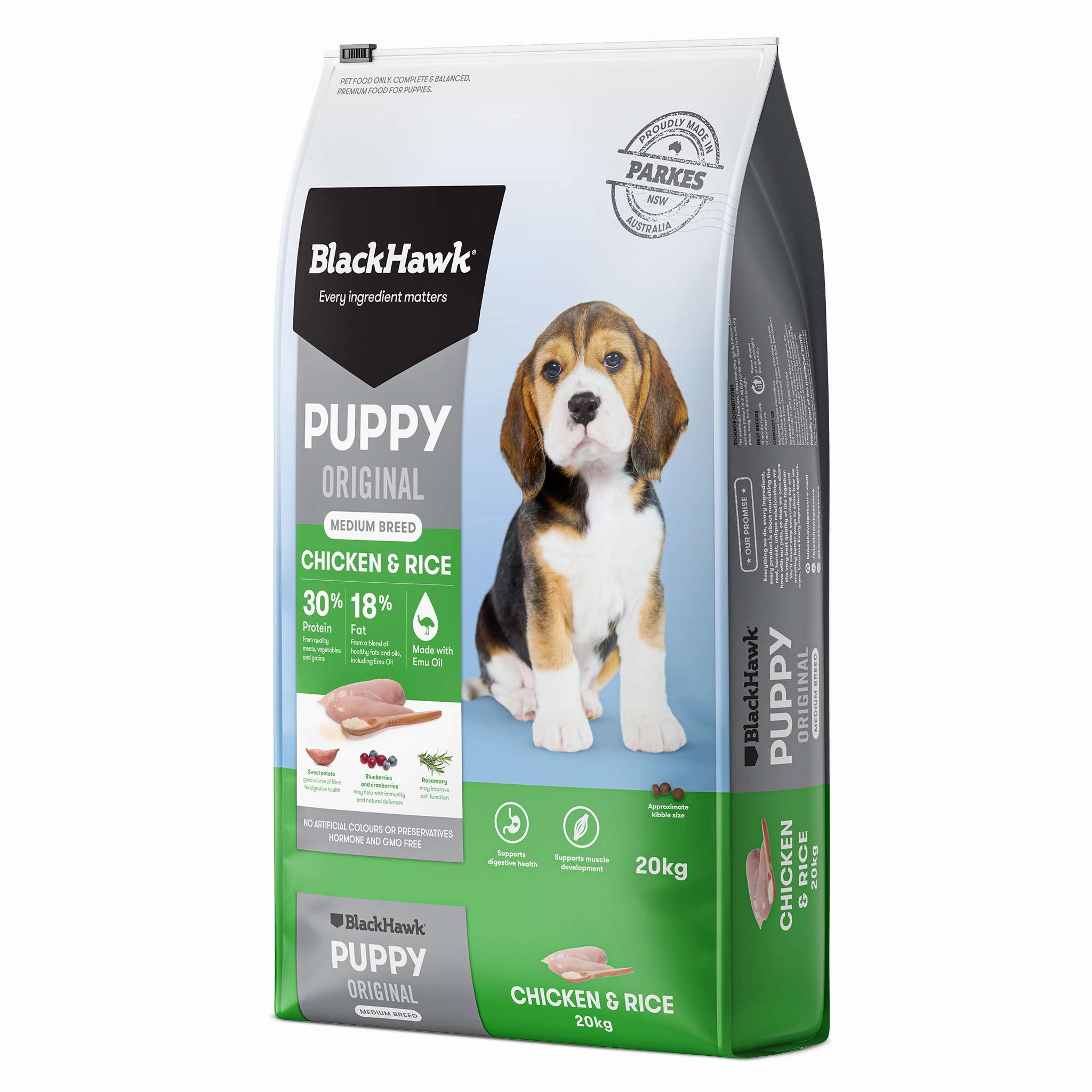 Black Hawk - Chicken & Rice Medium Breed Puppy Dry Food (20kg)