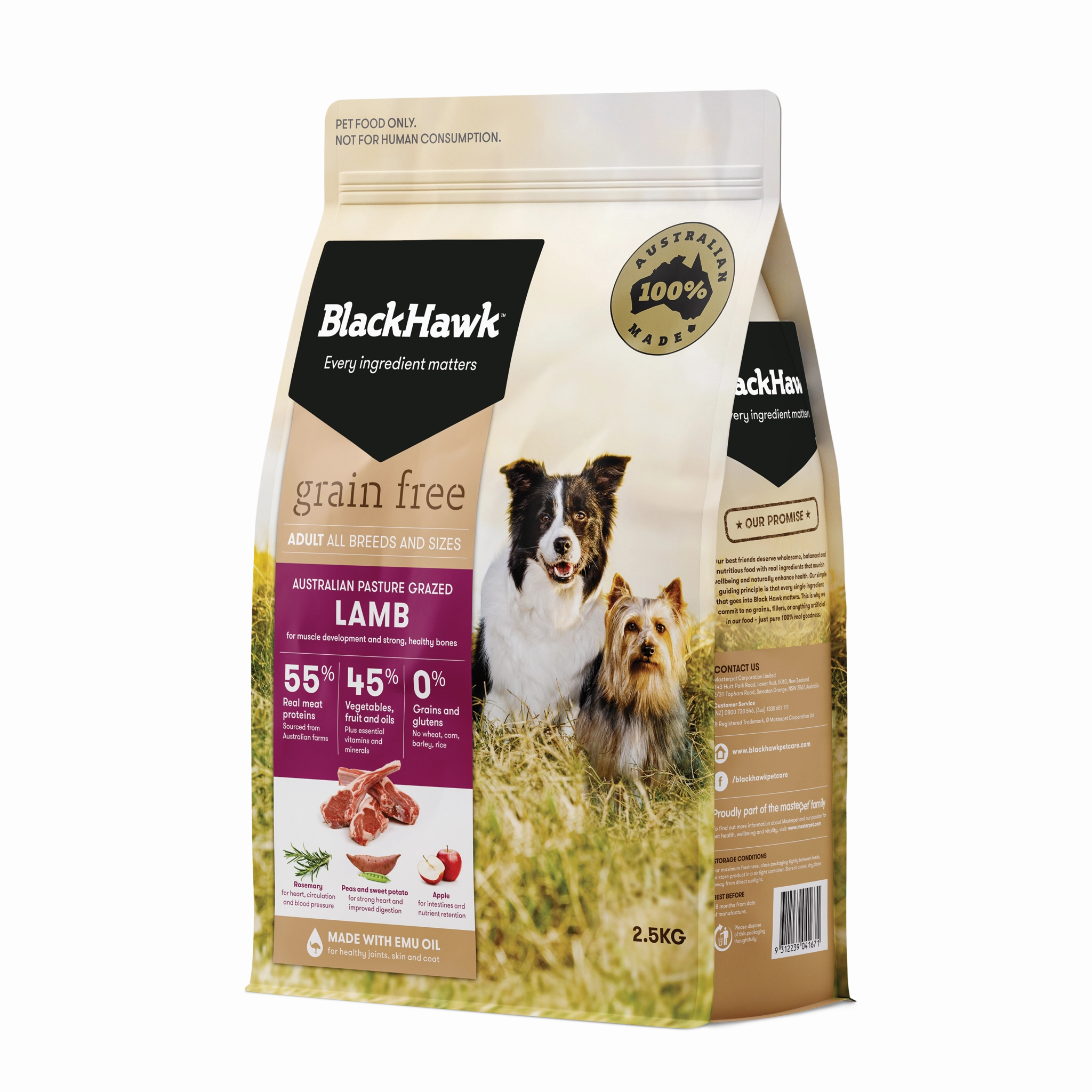 Black Hawk - Grain Free Lamb Dog Dry Food (2.5kg)