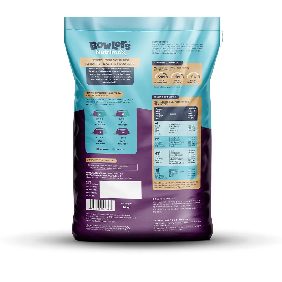 Bowlers Nutrimax Chicken and Vegetables Adult Dog Dry Food