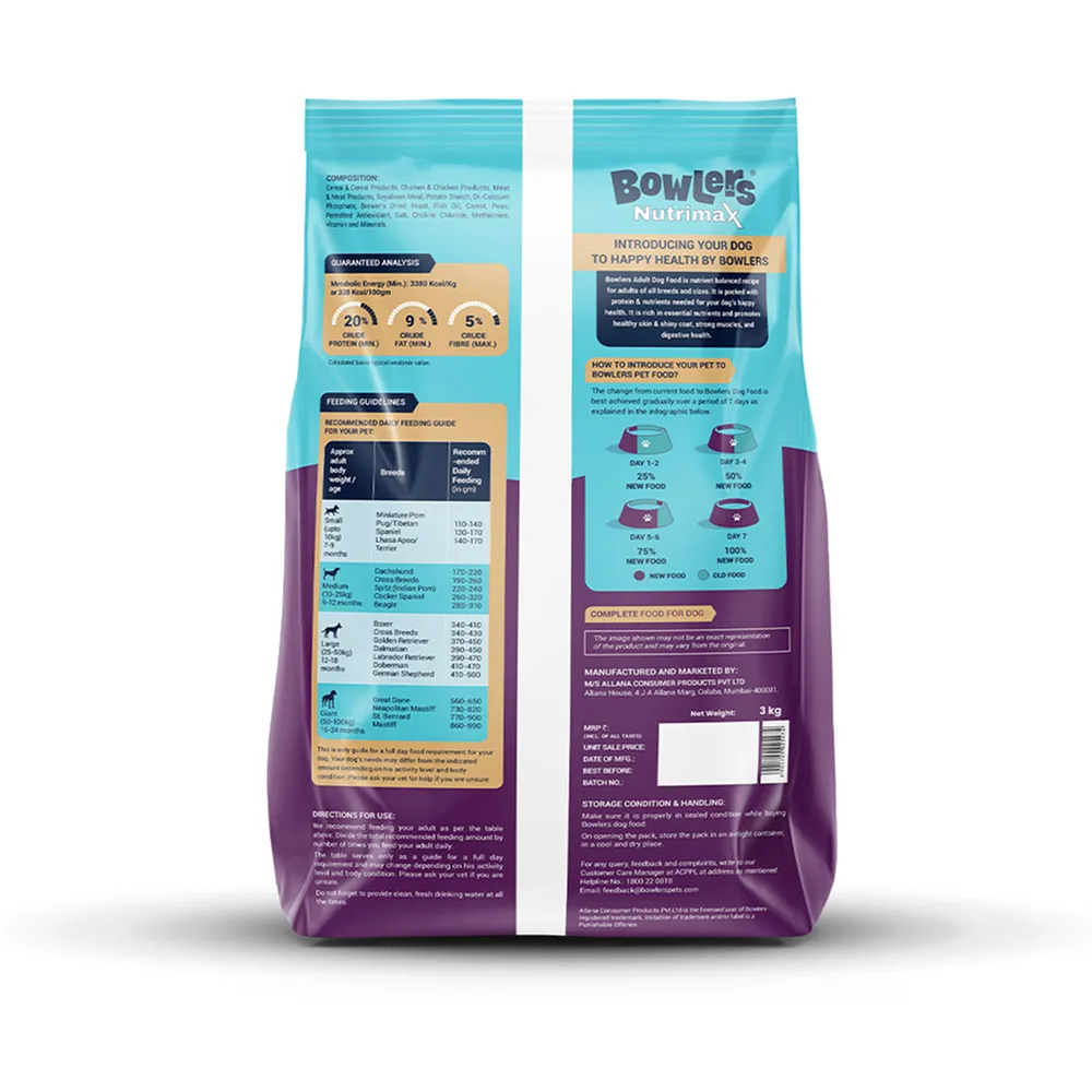 Bowlers Nutrimax Chicken and Vegetables Adult Dog Dry Food