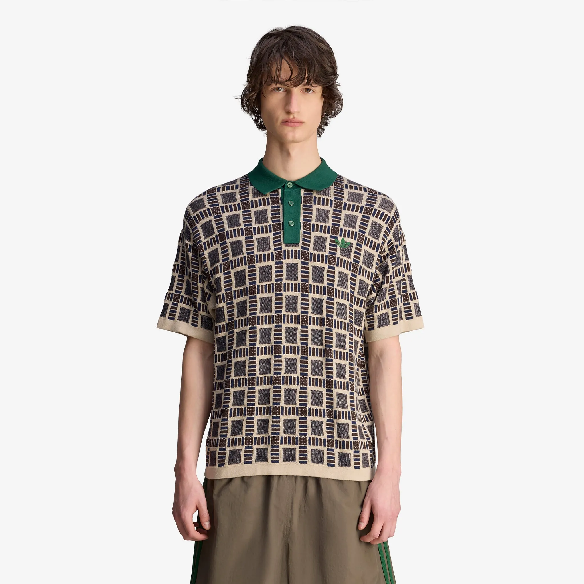 Brain Dead x Knit Polo Shirt Dust Sand adidas Clothing