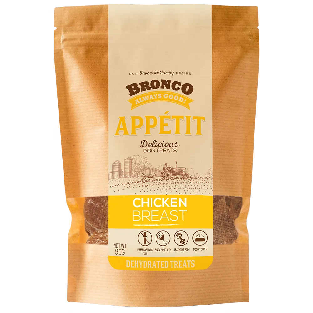 Bronco Dog Appetit Dehydrated Treats Chicken Breast 90g