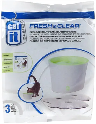 Catit Replacement 3 Pack Carbon & Foam Cartridge For Fresh & Clear Water Fountain