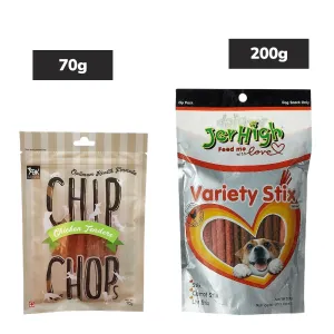Chip Chops Chicken Tenders, JerHigh Variety Stix Dog Treats Combo