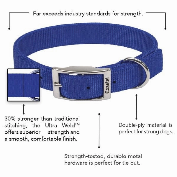 Coastal Double Ply Nylon Pink Dog Collar