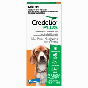Credelio Plus - Chewable Tablets for Medium Dogs (5.5-11kg) (3pk)