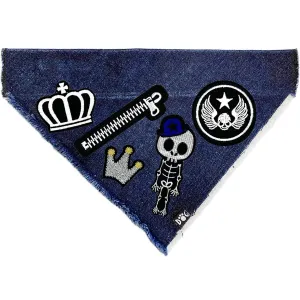 Custom Biker Skulls Denim Dog Bandana