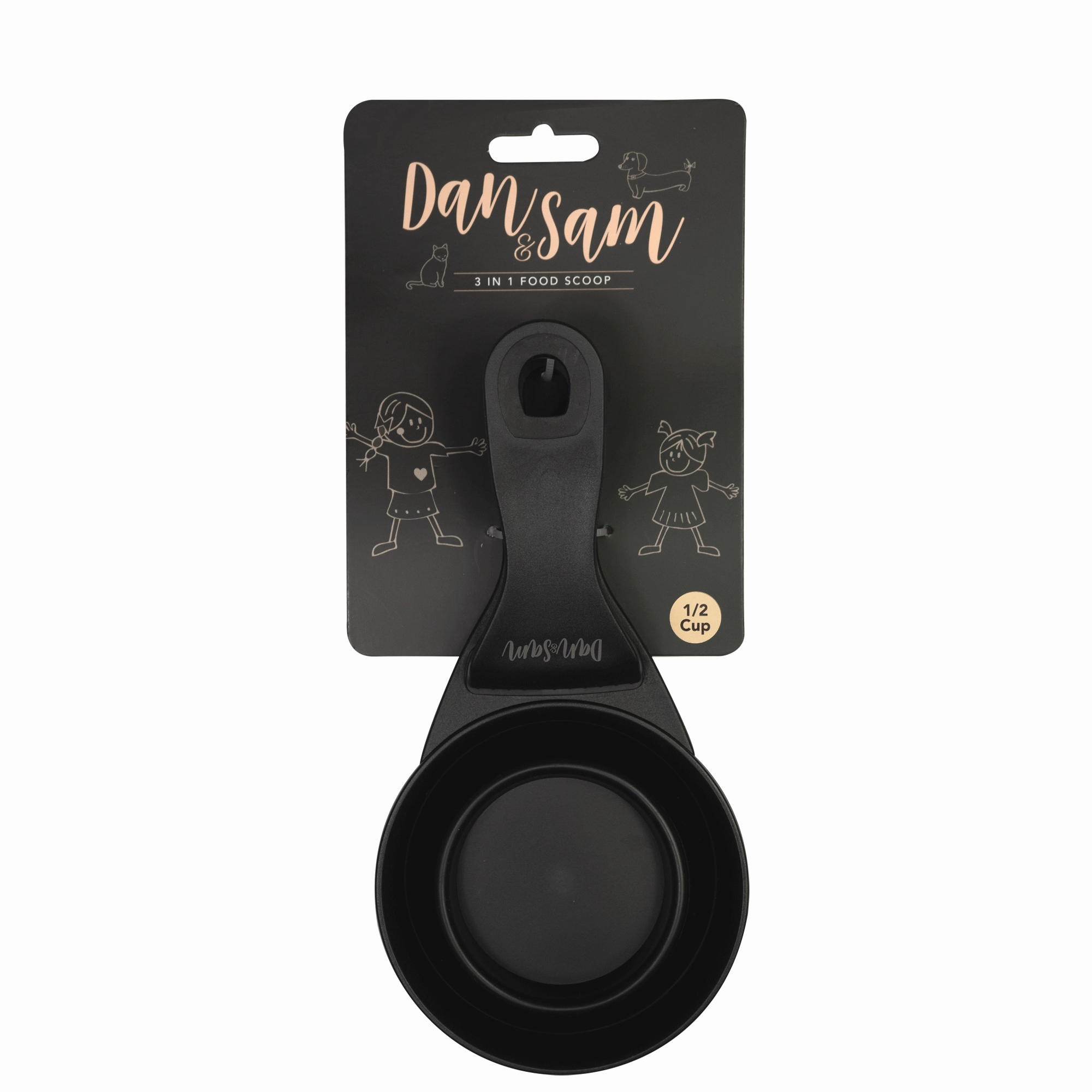 Dan & Sam - 3 in 1 Food Scoop Black (1/2 Cup)
