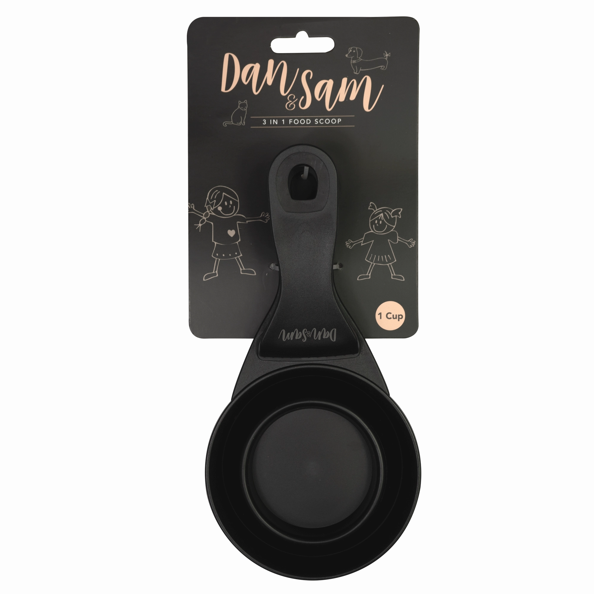 Dan & Sam - 3 in 1 Food Scoop Black (1 Cup)