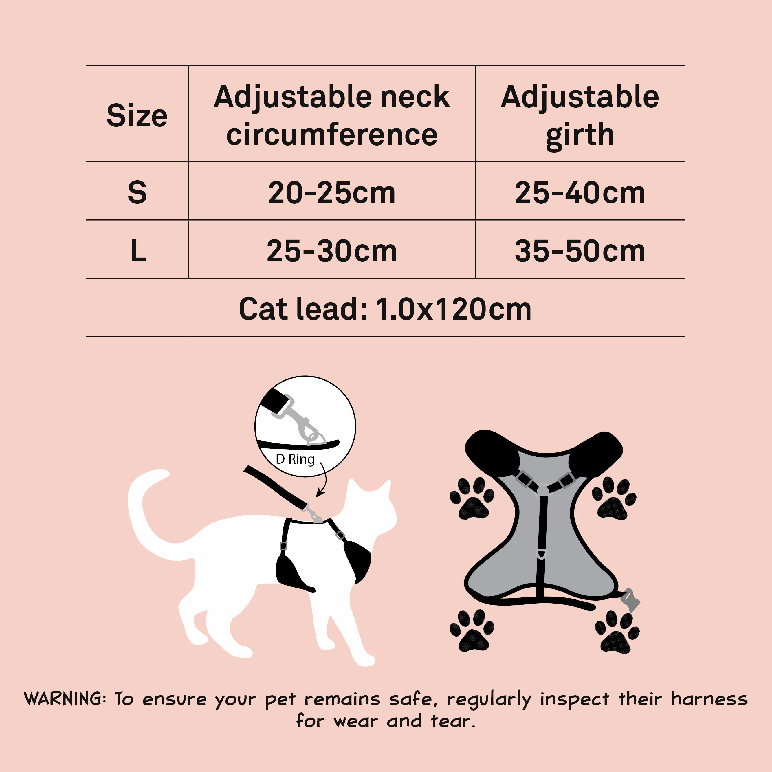 Dan & Sam - Cat Step-in Harness & Lead (Wild One) - Small