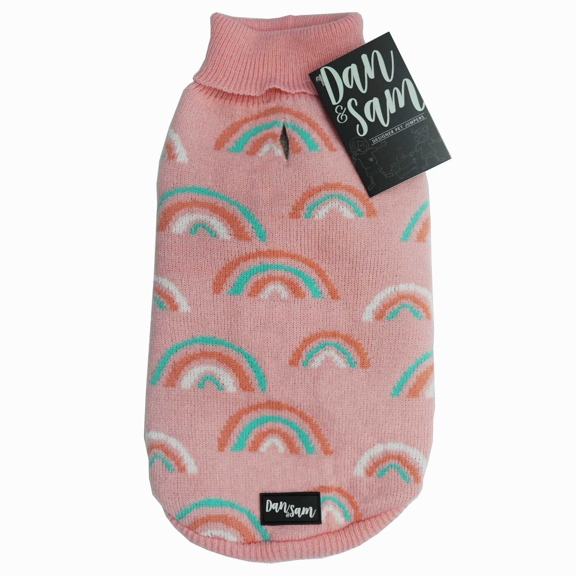 Dan & Sam - Dog Jumper (Pink Rainbows) - 45cm