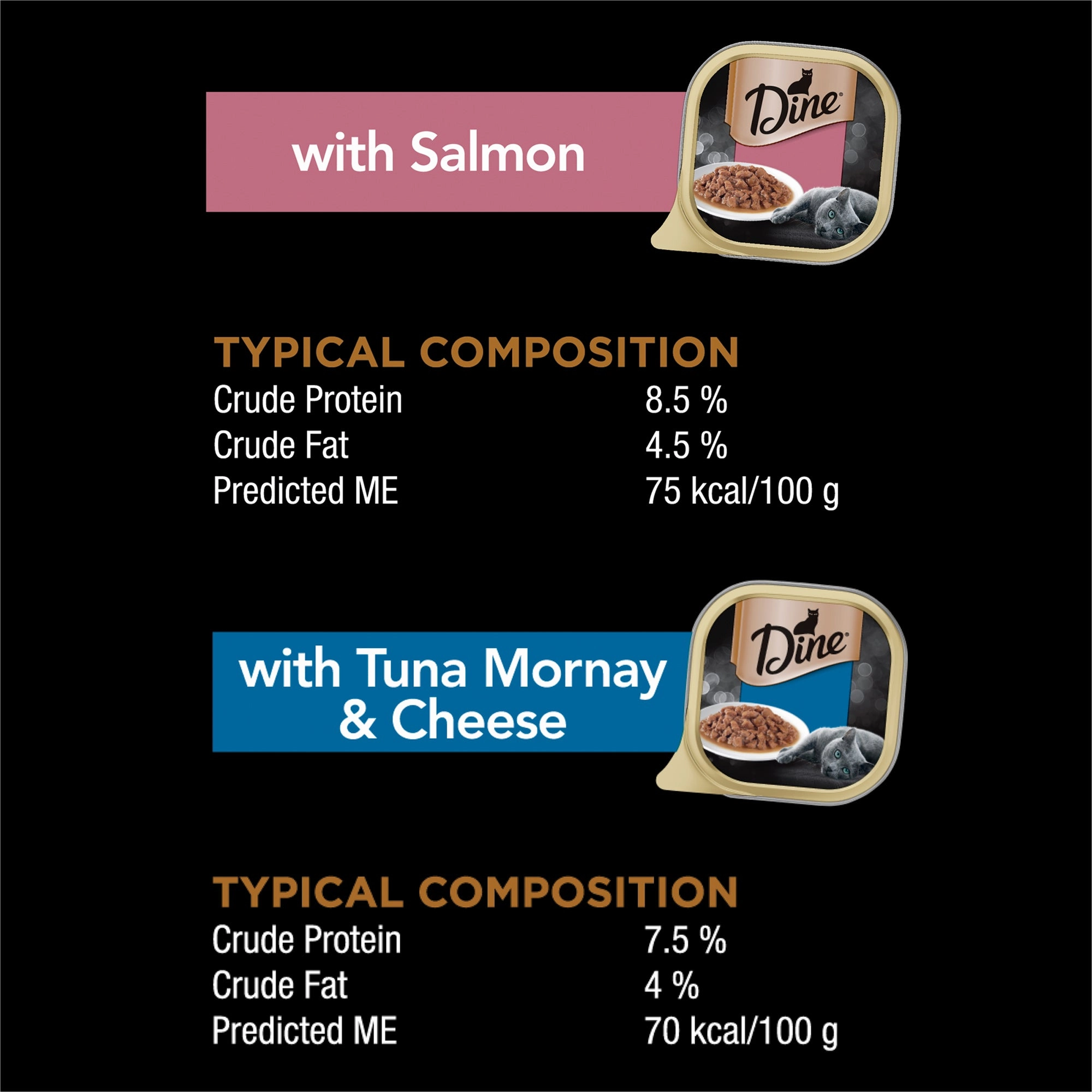 DINE - Multipack Salmon, Tuna & Cheese Cat Wet Food (85g x 28pk)