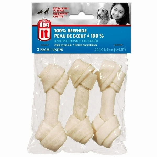 Dogit White Beefhide Knotted Bones for Dogs