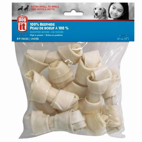 Dogit White Beefhide Knotted Bones for Dogs