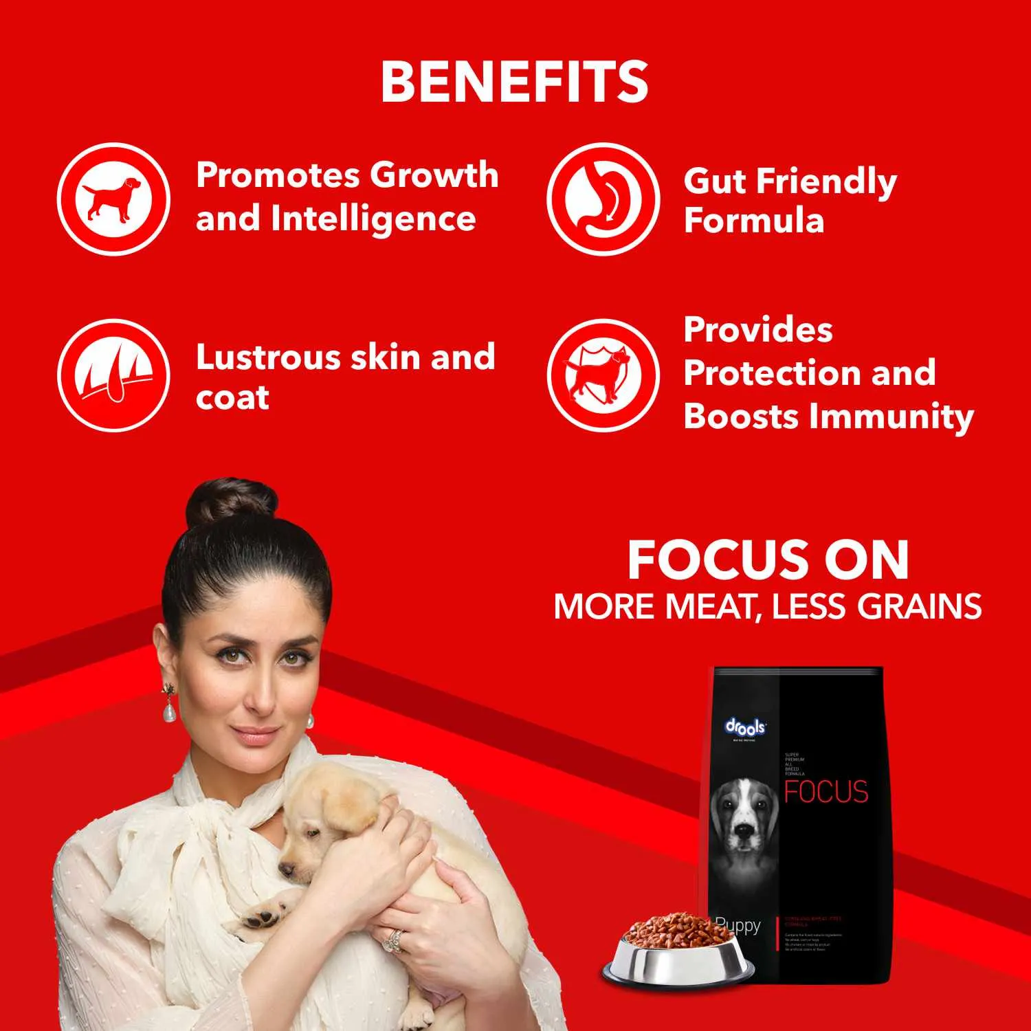 Drools Focus Super Premium Dry Food and Chicken & Chicken Liver Chunks in Gravy Puppy Dog Wet Food Combo