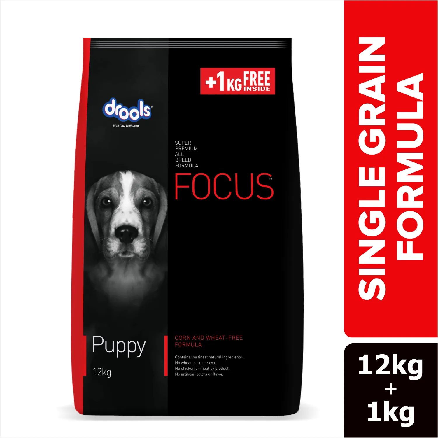 Drools Focus Super Premium Dry Food and Chicken & Chicken Liver Chunks in Gravy Puppy Dog Wet Food Combo