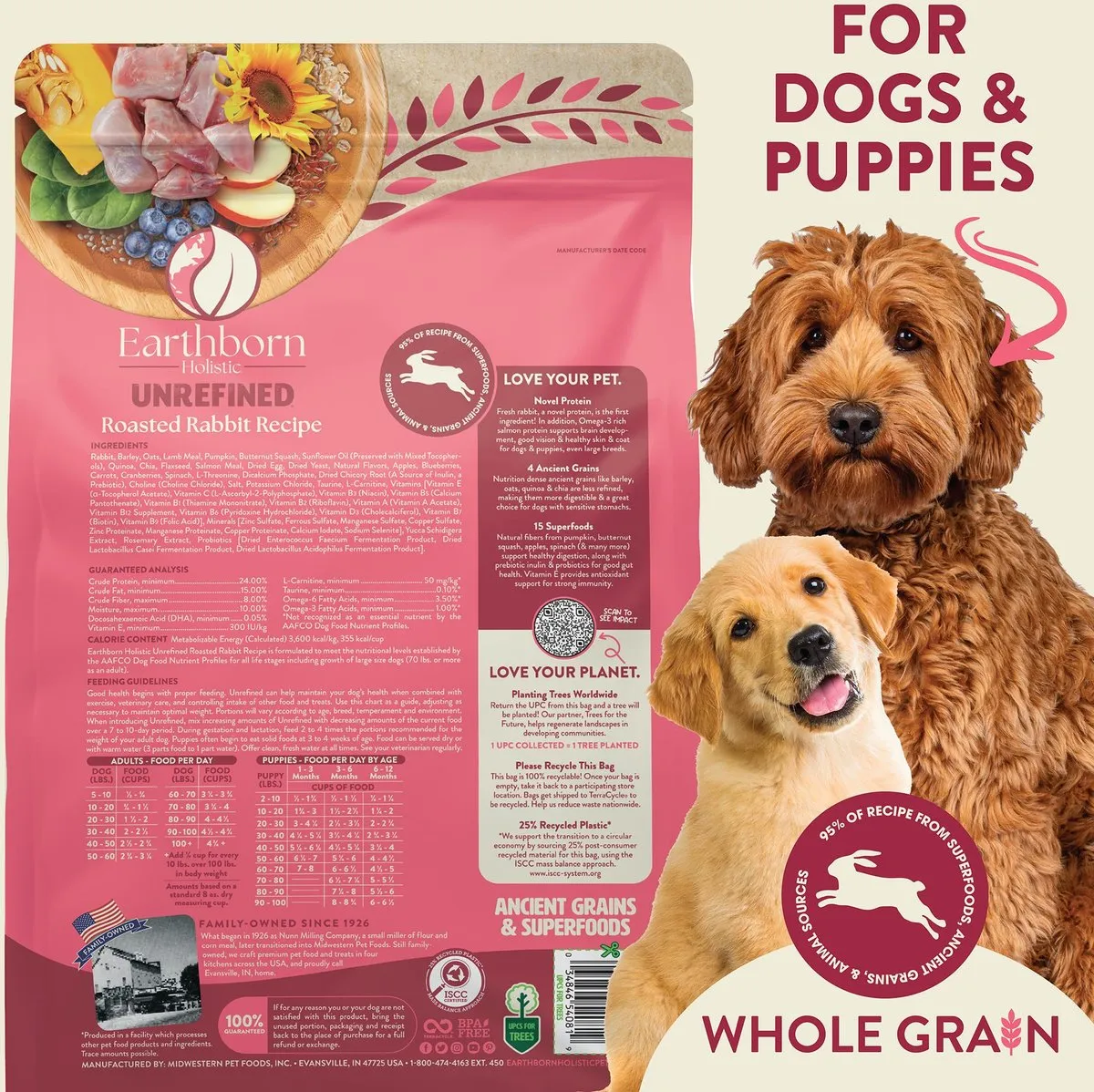 Earthborn Holistic Unrefined Roasted Rabbit with Ancient Grains & Superfoods Dry Dog Food