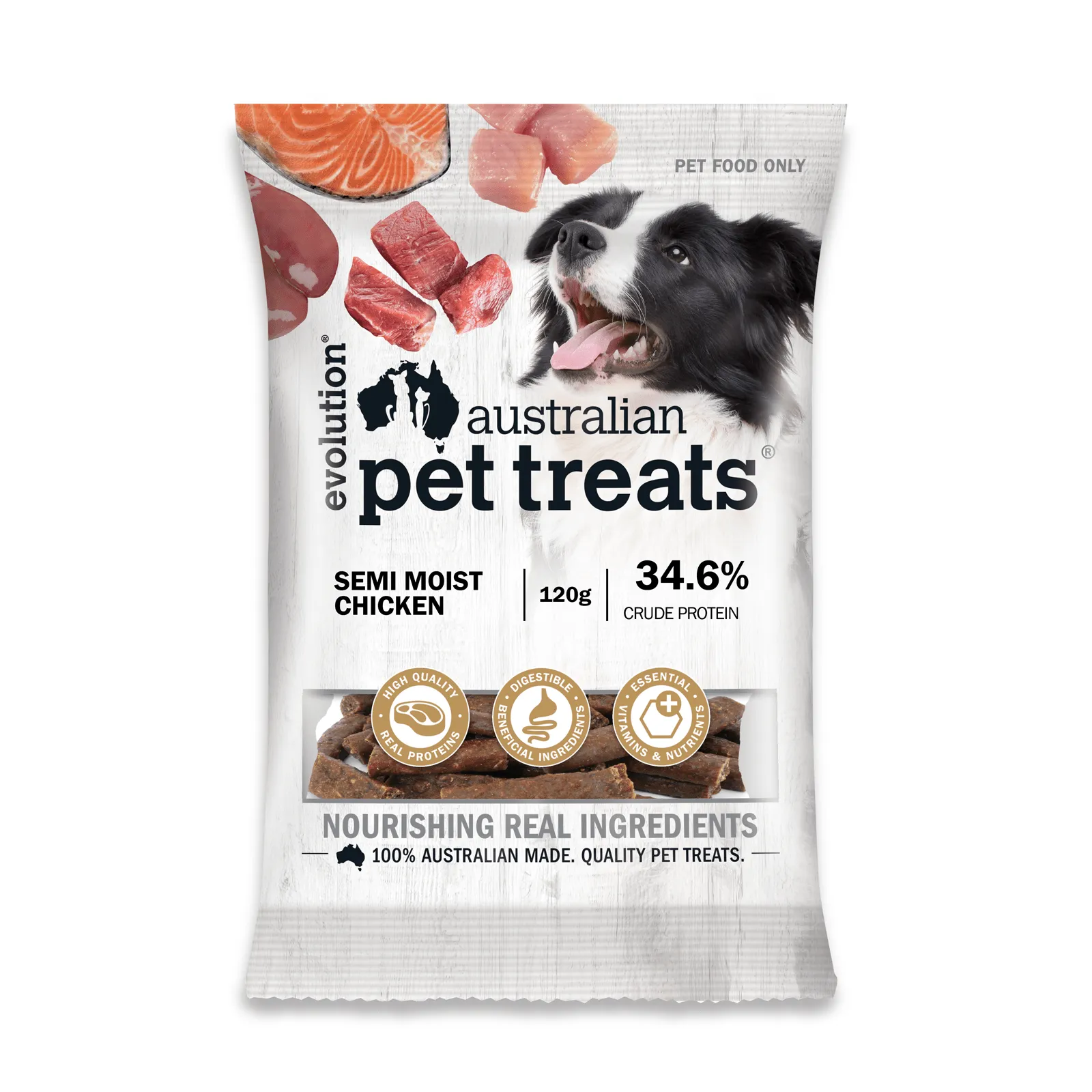 Evolution Australian Pet Treats Chicken Jerky Semi Moist Dog Treat