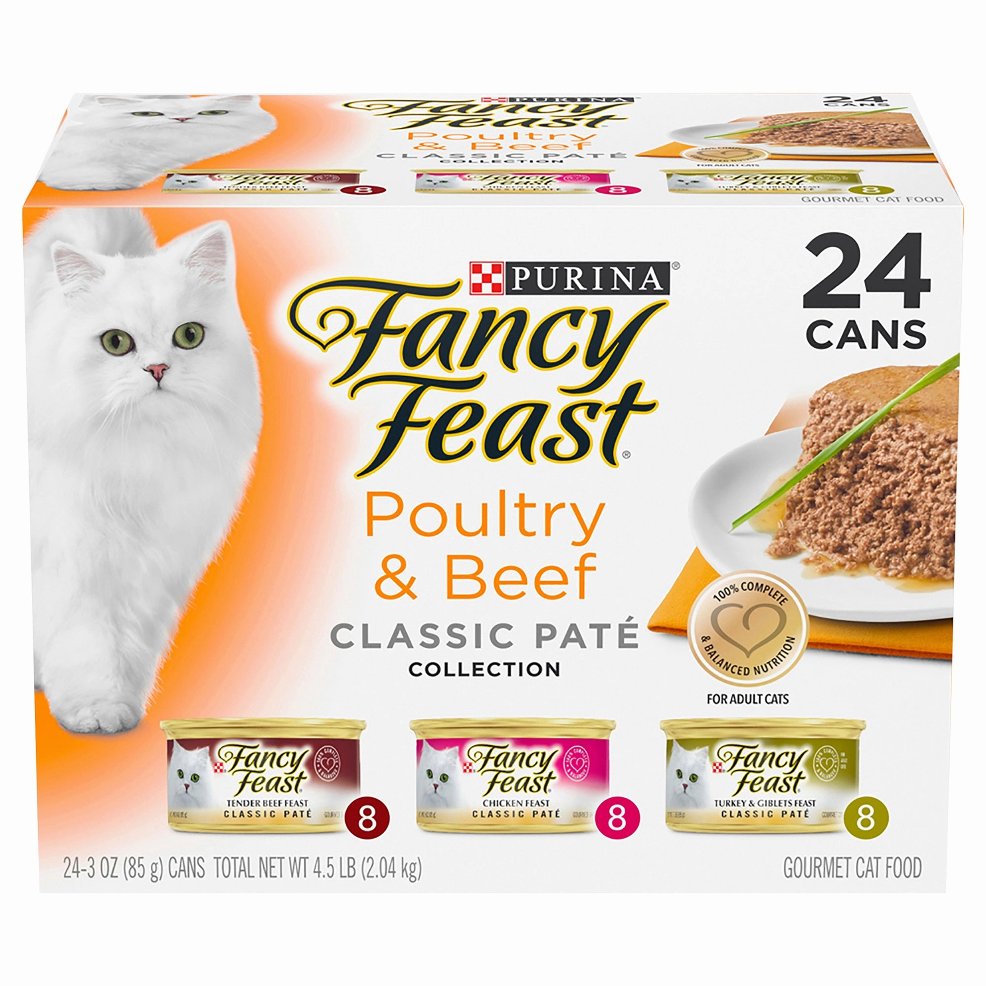 FANCY FEAST - Adult Classic Poultry & Beef Pat Collection Wet Cat Food (85g x 24pk)