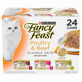 FANCY FEAST - Adult Classic Poultry & Beef Pat Collection Wet Cat Food (85g x 24pk)