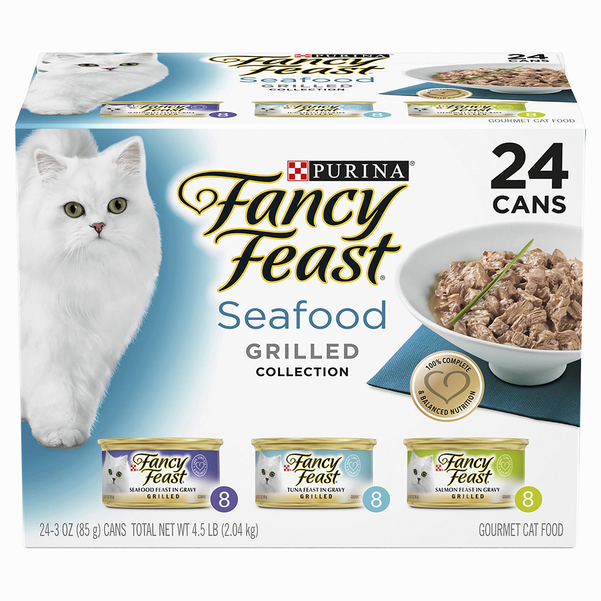 FANCY FEAST - Adult Classic Seafood Grilled Collection Wet Cat Food (85g x 24pk)