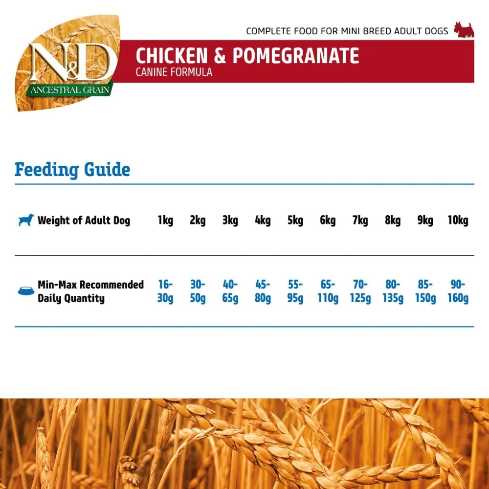 Farmina N&D Ancestral Grain Chicken & Pomegranate Adult Mini Dog Dry Food