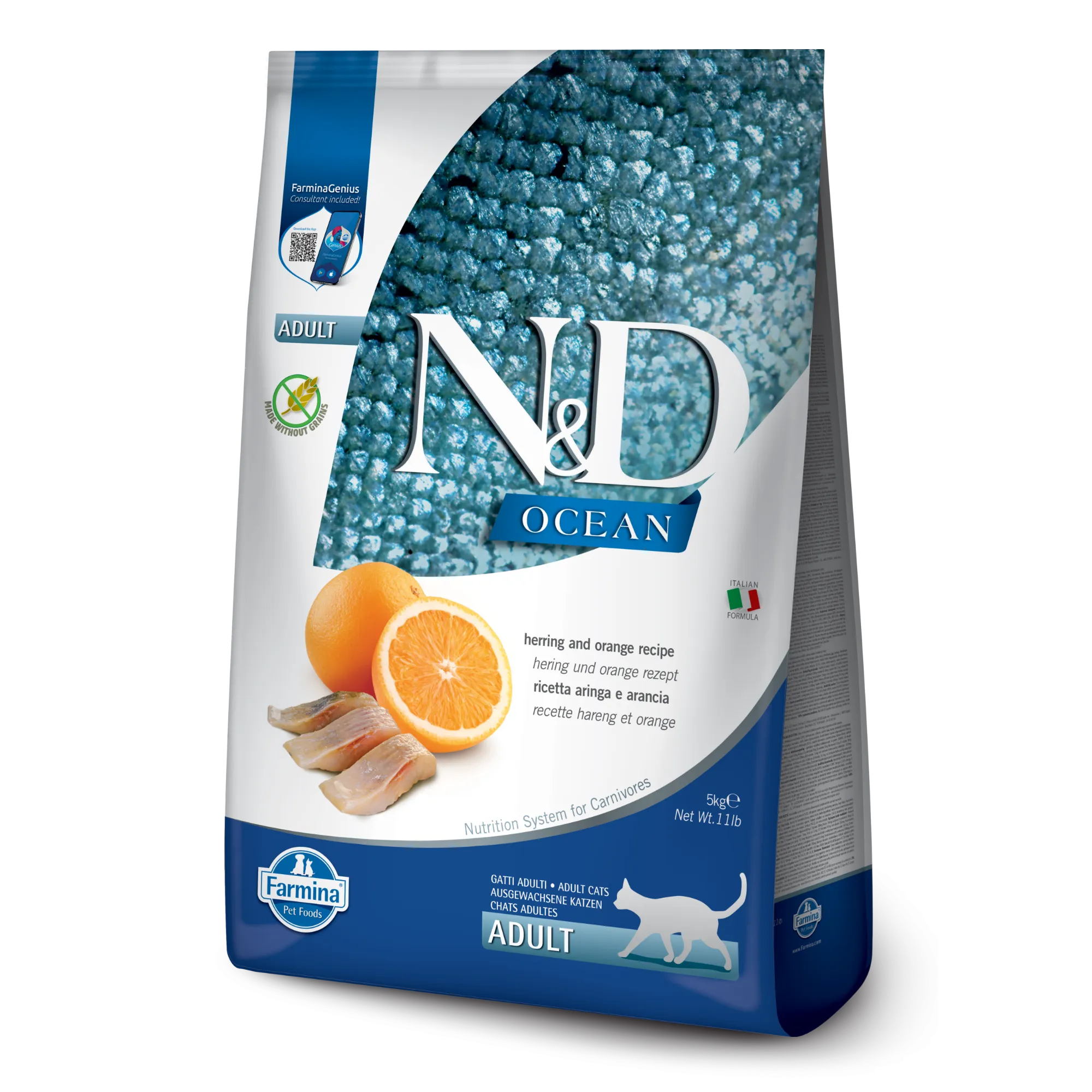 Farmina N&D Ocean Grain Free Herring & Orange Adult Dry Cat Food