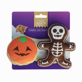 Feline First - Pumpkin and Skeleton Duo