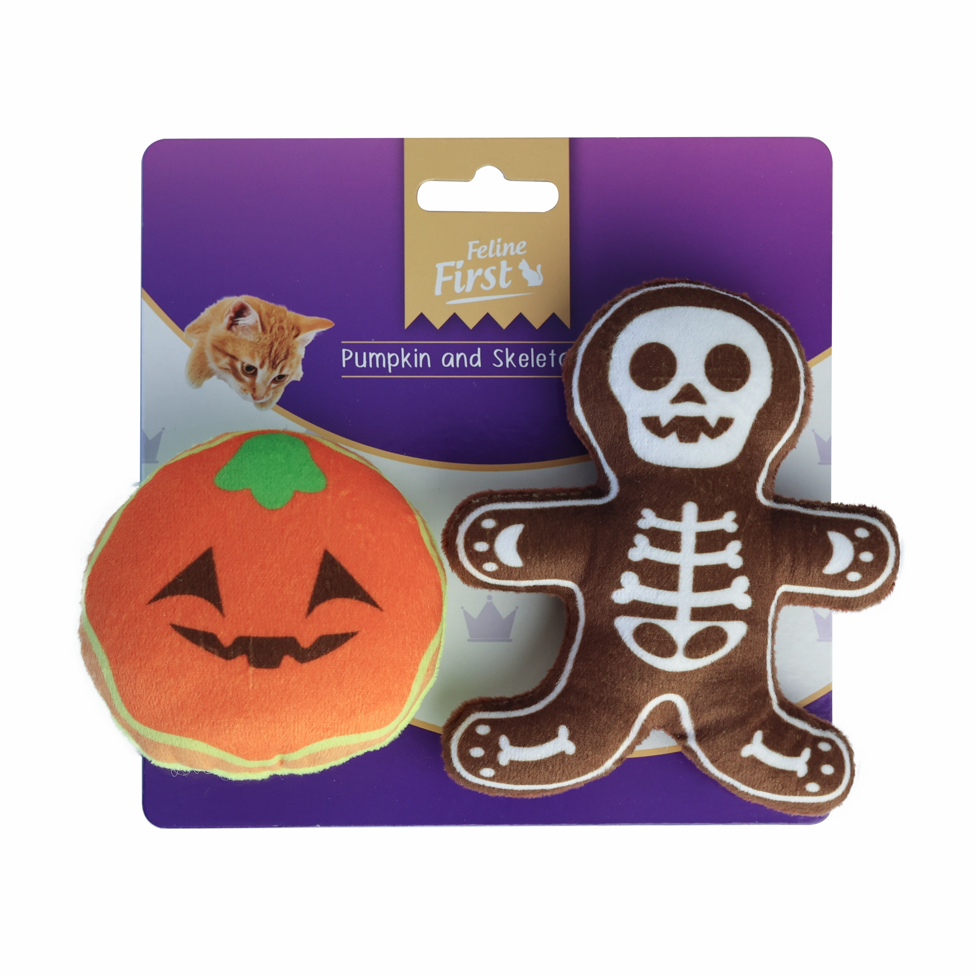 Feline First - Pumpkin and Skeleton Duo