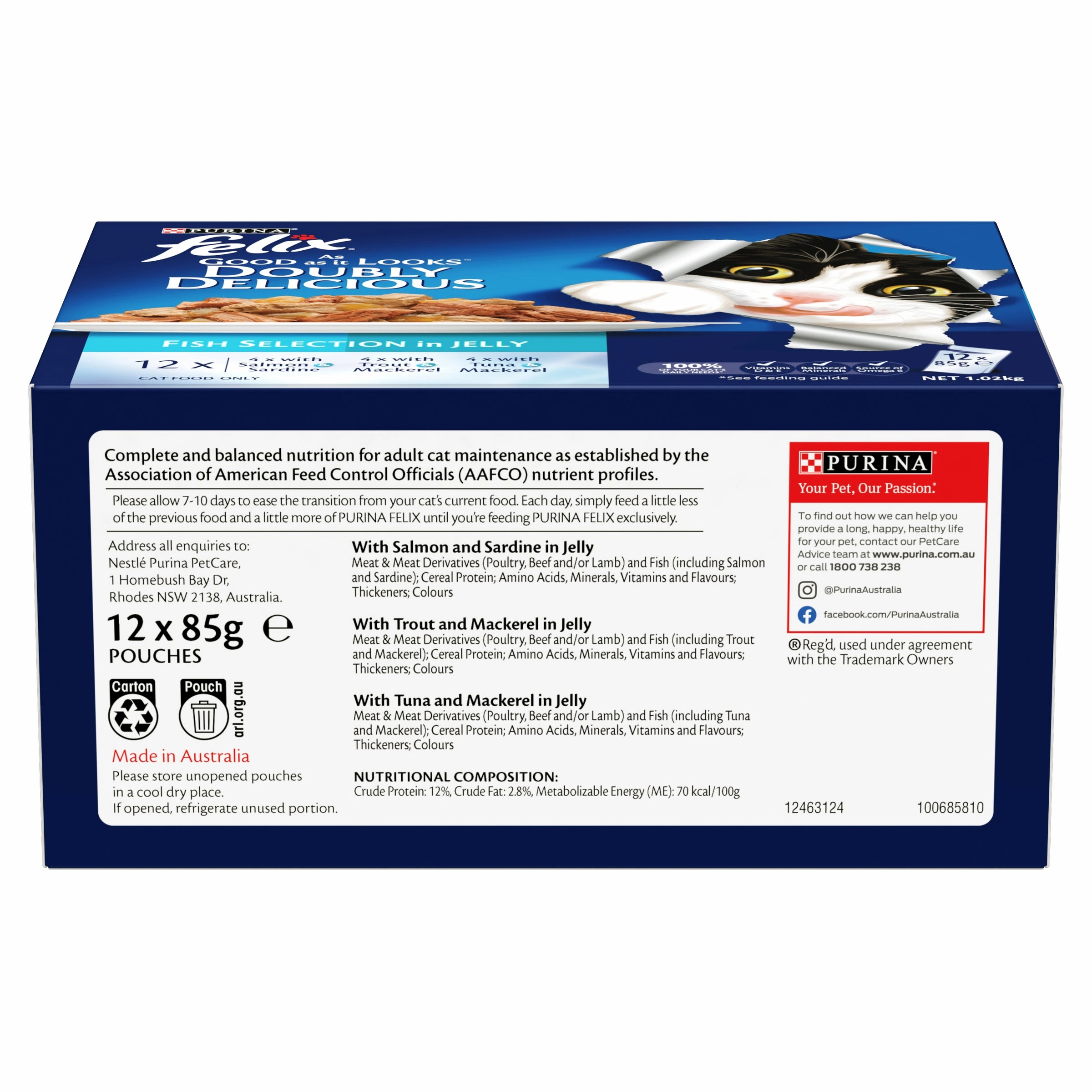 FELIX - Adult Doubly Delicious Fish Selection in Jelly Wet Cat Food (85g x 12pk)