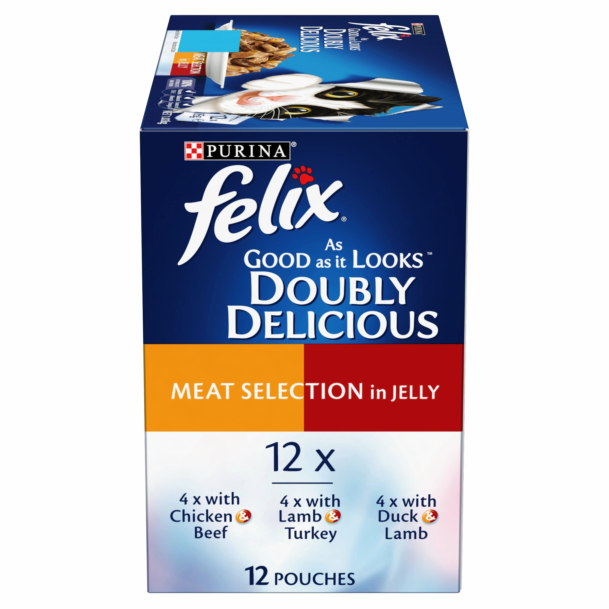 FELIX - Adult Doubly Delicious Meat Selection in Jelly Wet Cat Food (85g x 12pk)