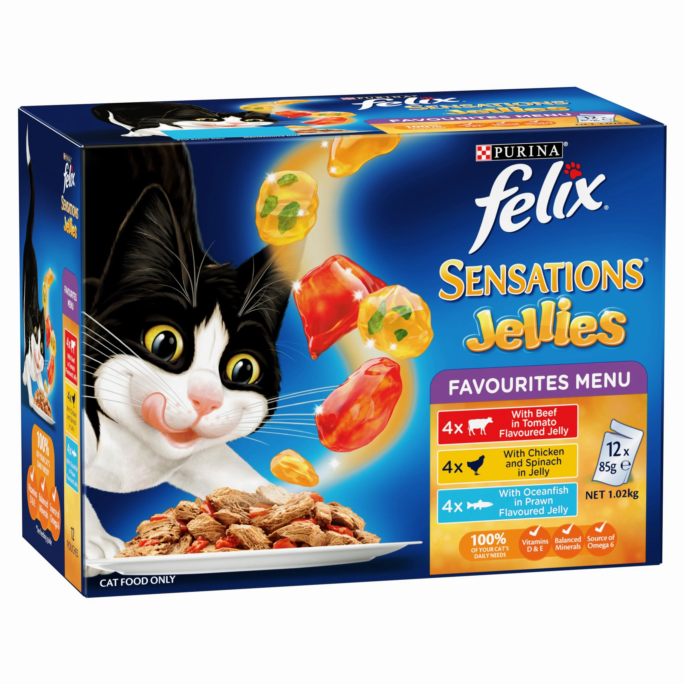 FELIX - Adult Sensations Jellies Favourites Menu Wet Cat Food (85g x 12pk)