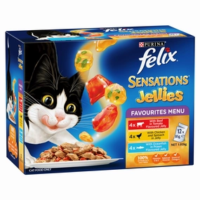 FELIX - Adult Sensations Jellies Favourites Menu Wet Cat Food (85g x 12pk)