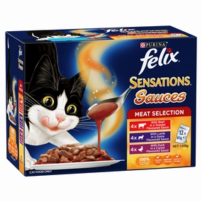 FELIX - Adult Sensations Sauces Meat Selection Wet Cat Food (85g x 12pk)