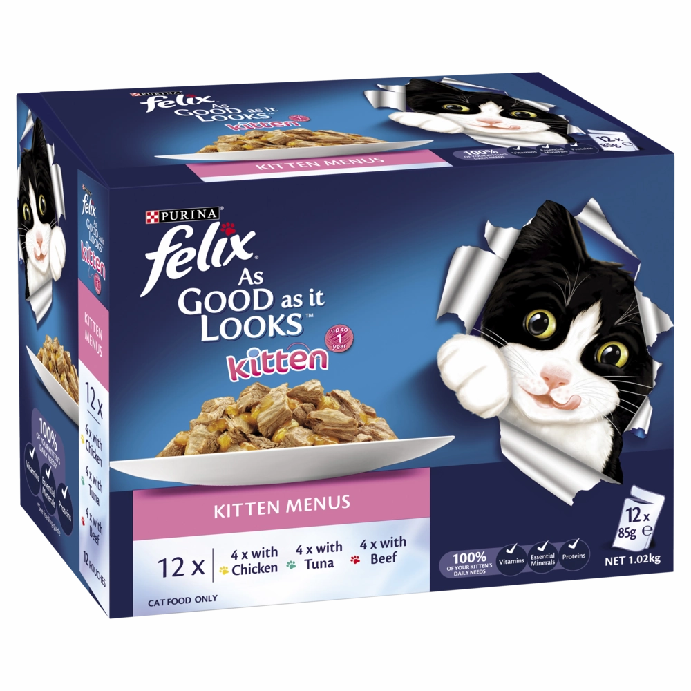 FELIX - Multi-Pack Kitten Menus in Jelly Wet Cat Food (85g x 12pk)