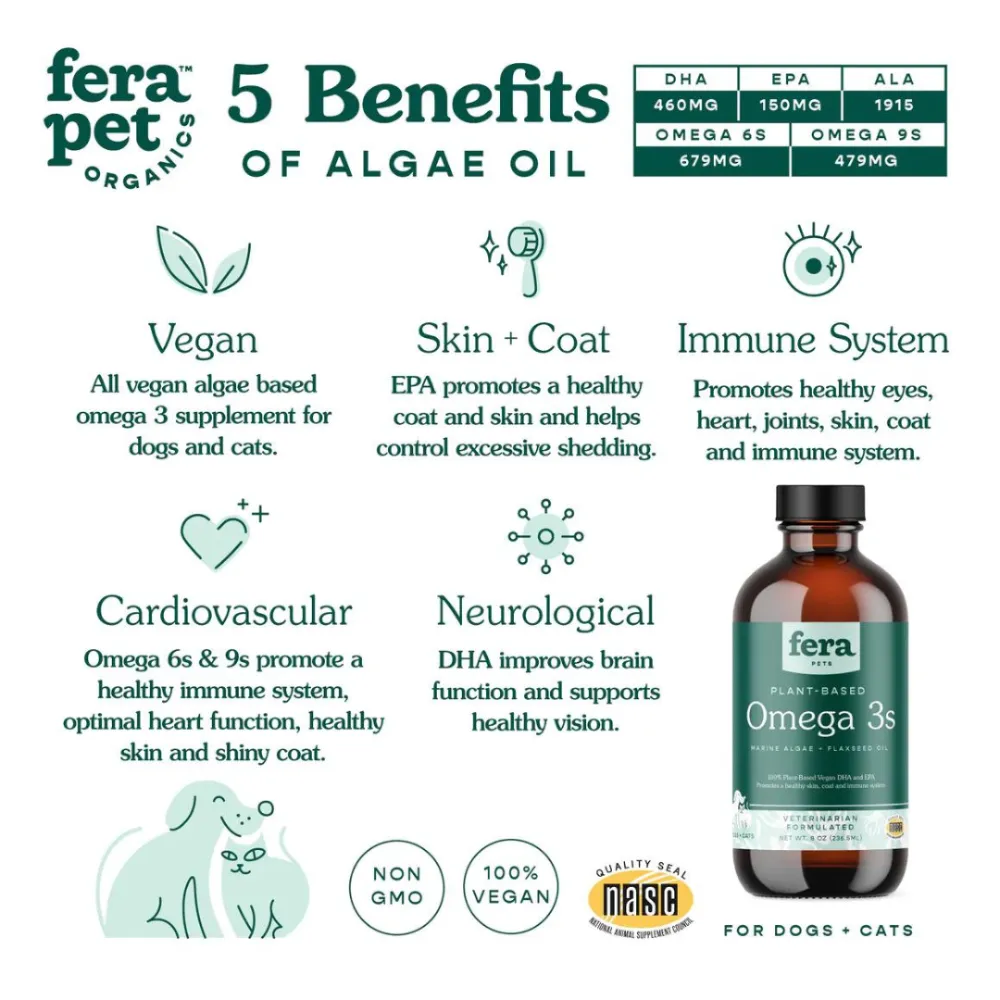 Fera Pet Organics Dogs & Cats Plant Based Omega 3s 8oz