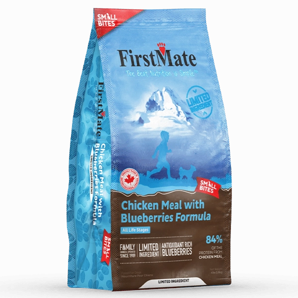 FirstMate LID Chicken Meal with Blueberries Formula Small Bites Dry Dog Food, 4lb