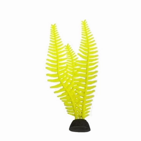 Fish Gear Glow Yellow Feather Algae Silicone Aquarium Plant (8")