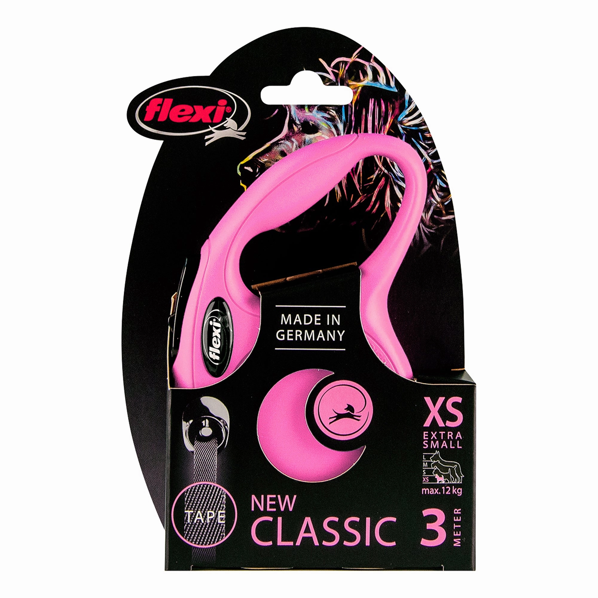 Flexi - New Classic Retractable Tape Lead for X-Small Dog Pink (3m)