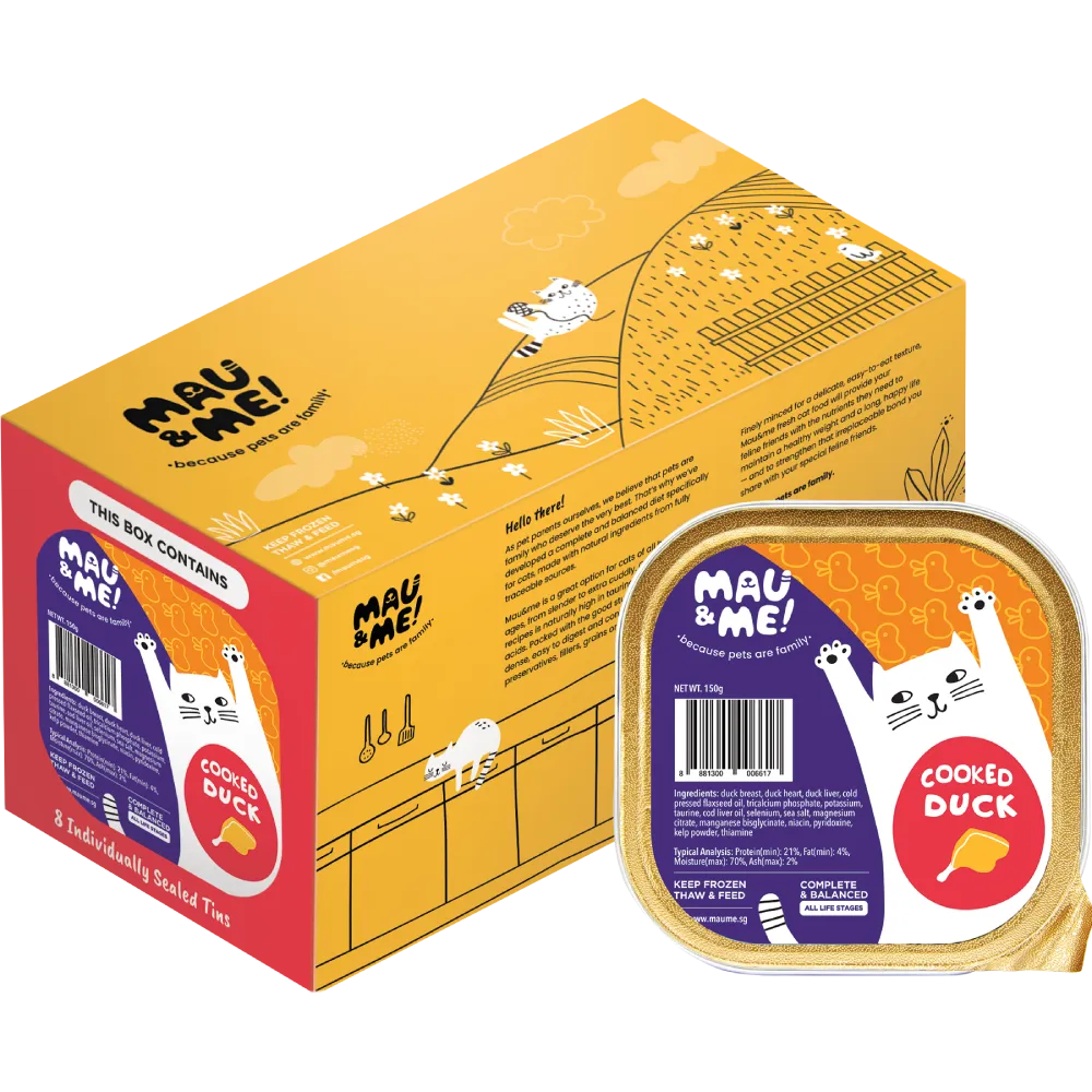 *FROZEN* Mau&Me! Cat Cooked Duck Complete & Balanced 1.2kg (150g x 8)