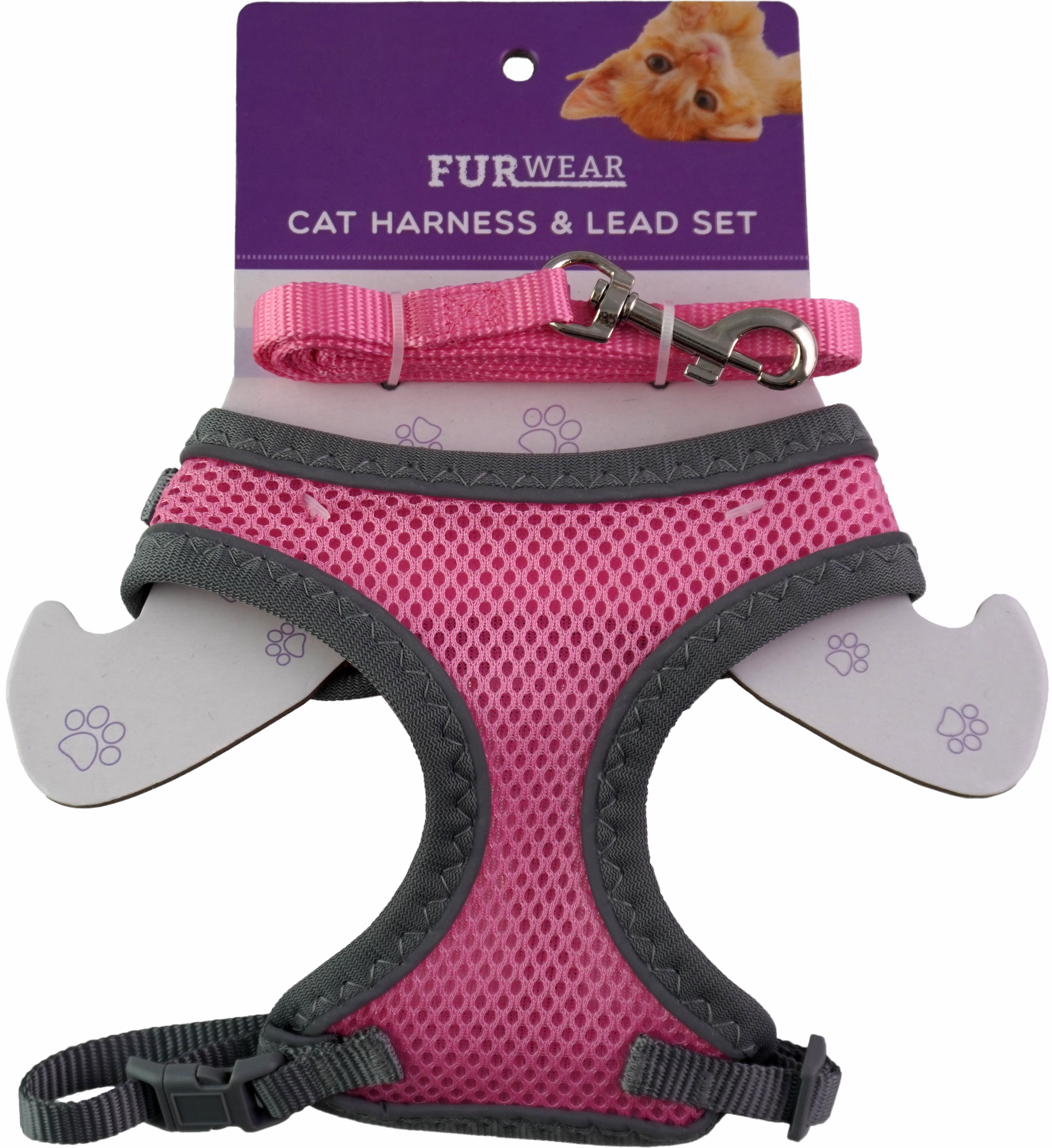 Furwear - Basic Cat Harness & Lead (Pink)