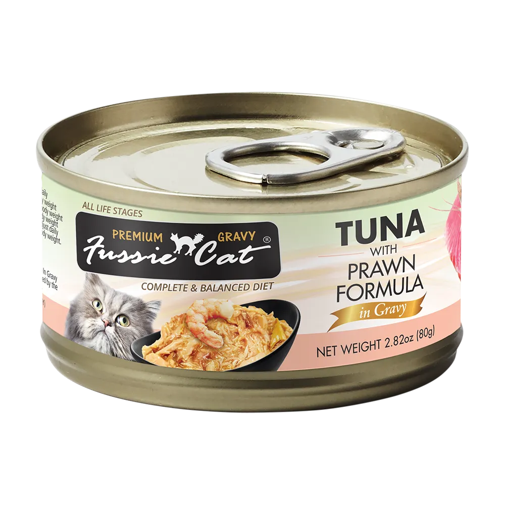 Fussie Cat Black Label Tuna with Prawn in Gravy 80g