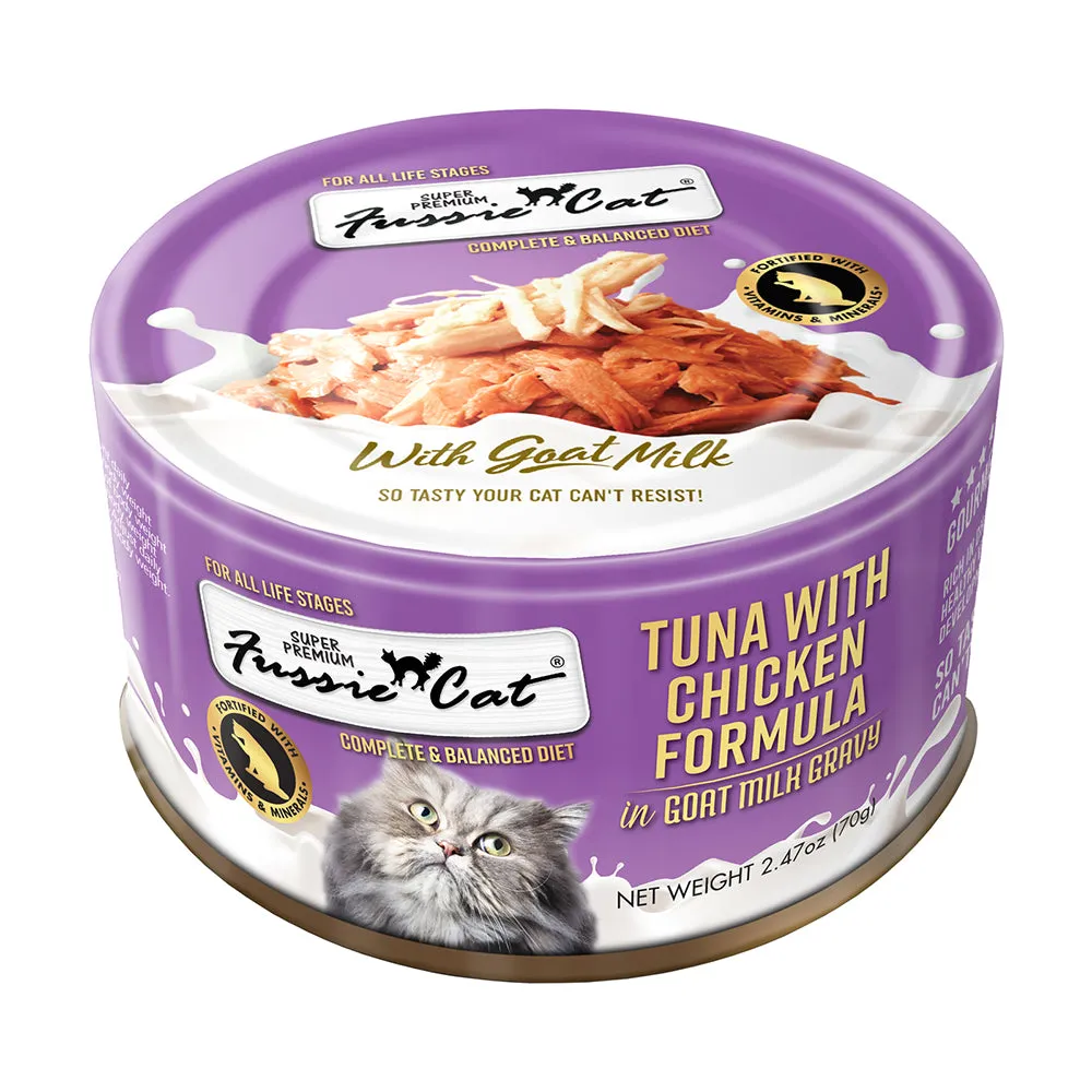 Fussie Cat Goat Milk Tuna with Chicken in Gravy 70g