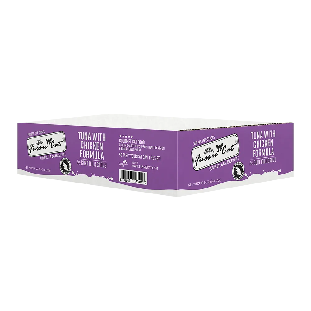 Fussie Cat Goat Milk Tuna with Chicken in Gravy 70g