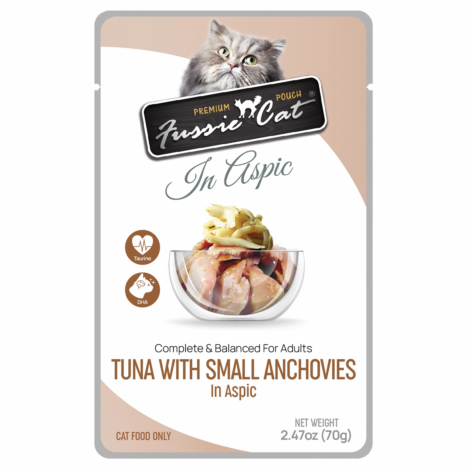 Fussie Cat In Aspic Tuna with Small Anchovies Wet Cat Food Pouch
