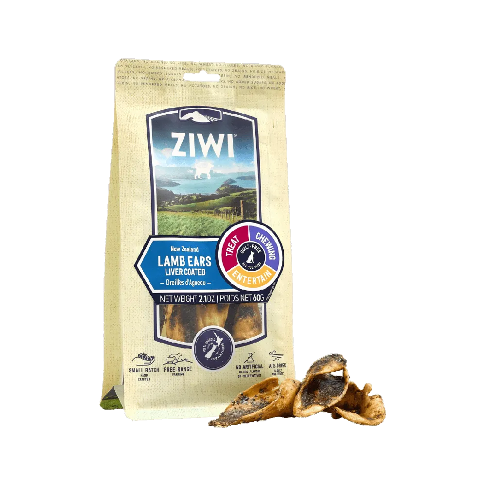 Gently Air Dried Liver Coated Lamb Ears Dog Treats