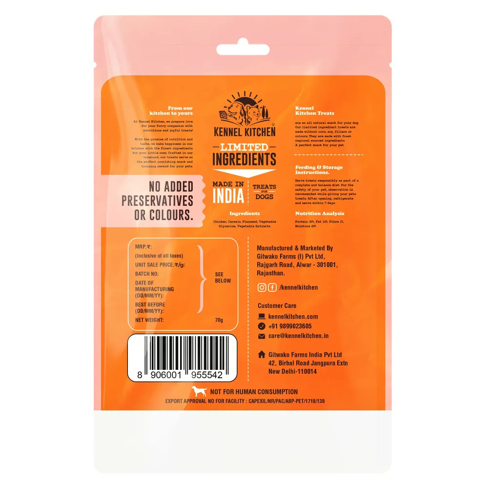 Gnawlers Puppy Snack Lamb Twist Stick, Kennel Kitchen Chicken Flaxseed Stick Dog Treats Combo
