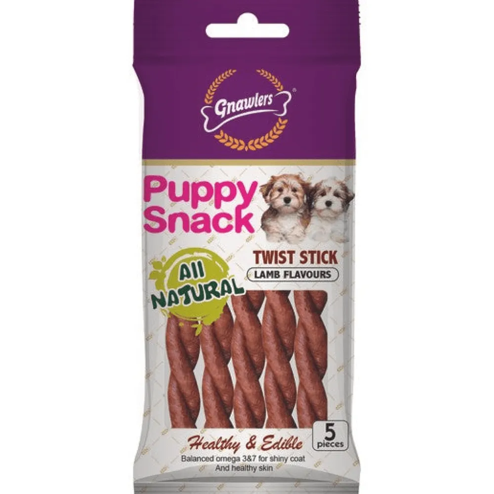 Gnawlers Puppy Snack Lamb Twist Stick, Kennel Kitchen Chicken Flaxseed Stick Dog Treats Combo