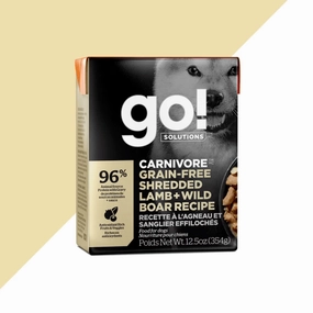 Go! Solutions Carnivore Grain-Free Shredded Lamb   Wild Boar Recipe Wet Dog Food, 12.5oz